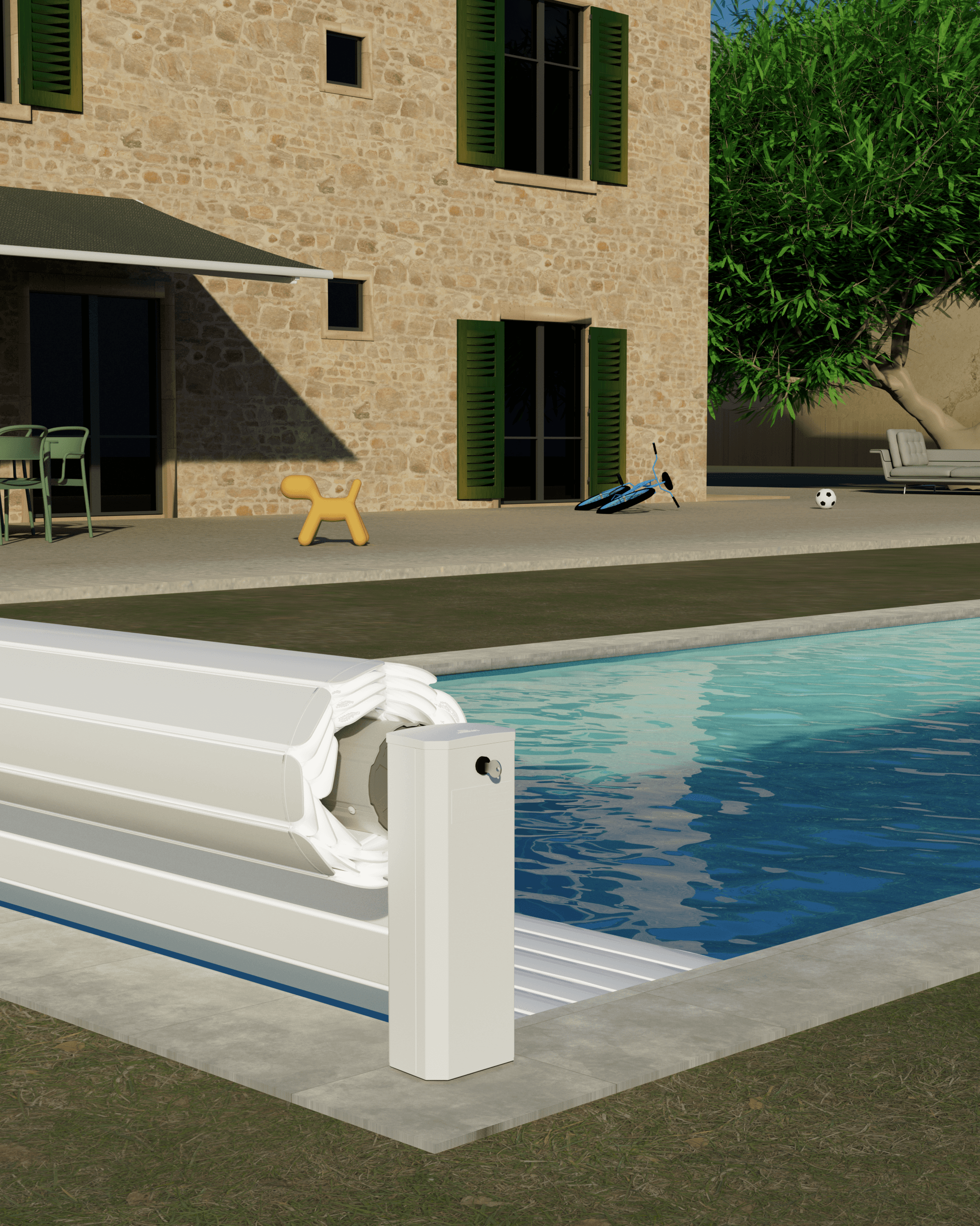 OPEN ACCESS - Acoperire cu lamele pentru piscină, montată deasupra apei
